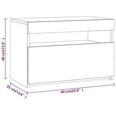 vidaXL Szafka pod TV z oświetleniem LED, przydymiony dąb, 60x35x40 cm