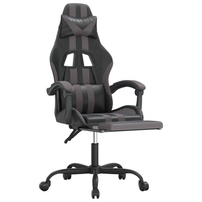 vidaXL Obrotowy fotel gamingowy z podnóżkiem, czarno-szary model standard