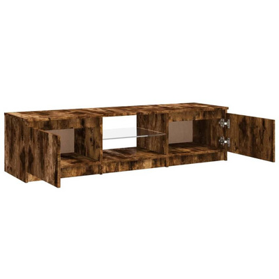 vidaXL Szafka pod TV, z LED, przydymiony dąb, 140 x 40 x 35,5 cm
