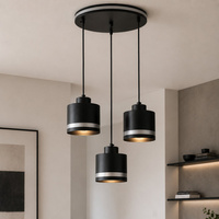 Lampa wisząca Wama talerz potrójna nad stół metalowa czarna chrom 3 punkty