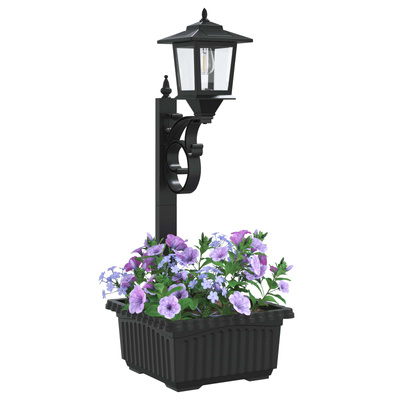 Lampa słupkowa z donicą Czarny 29 x 28 x 74 cm ABS i PP