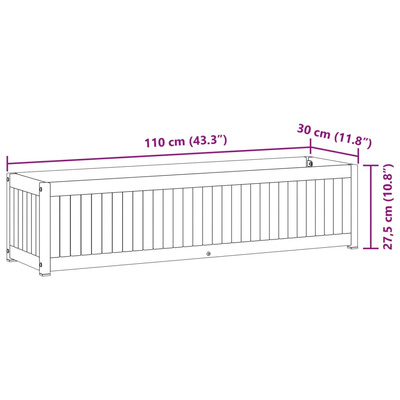 Donica ogrodowa, 110x30x27,5 cm, lite drewno akacjowe i stal
