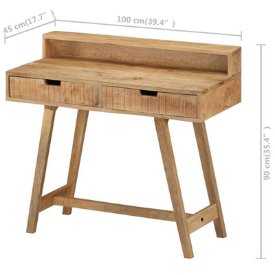 vidaXL Biurko, 100x45x90 cm, surowe drewno mango