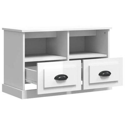 vidaXL Szafka pod TV, biała z połyskiem, 80x35x50 cm