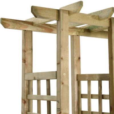 z ławką i donicami, impregnowane drewno sosnowe Pergola