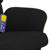 vidaXL Rozkładany fotel masujący z podnóżkiem, czarny, obity tkaniną