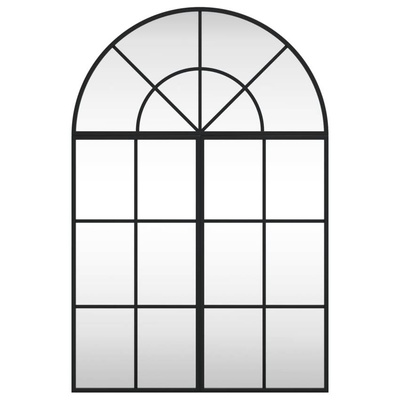 vidaXL Lustro ścienne, czarne, 60x90 cm, zakończone łukiem, żelazo
