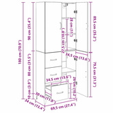 Highboard Stare drewno 69,5 x 34 x 180 cm Drewno inżynieryjne