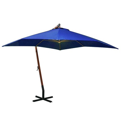 Parasol ogrodowy wiszący, jodłowy słupek, niebieski, 3x3 m