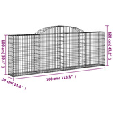 Kosze gabionowe, 17 szt, 300x30x100/120cm, galwanizowane żelazo