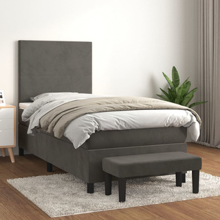 vidaXL Łóżko kontynentalne z materacem, ciemnoszary aksamit, 100x200cm wariant 9