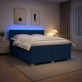 Łóżko Box Spring z materacem i LED niebieski 140 x 200 cm