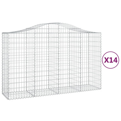 Kosze gabionowe, 14 szt, 200x50x120/140cm, galwanizowane żelazo
