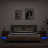 Wiszące szafki nocne z LED, 2 szt., przydymiony dąb vidaXL