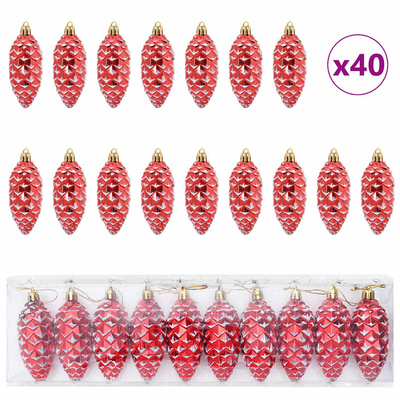 Choinkowa Bombka Szyszka 40 pcs Czerwony Z tworzywa sztucznego
