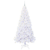 Sztuczna choinka z 300 diodami LED Biały 240 cm PVC i stal