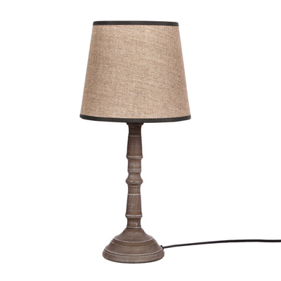 CARDINALE lampa stołowa h-43 cm ciemny szary 1x40 E27 abażur ciemny lniany