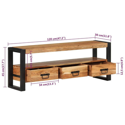 vidaXL Szafka pod TV, 120x30x45 cm, lite drewno akacjowe