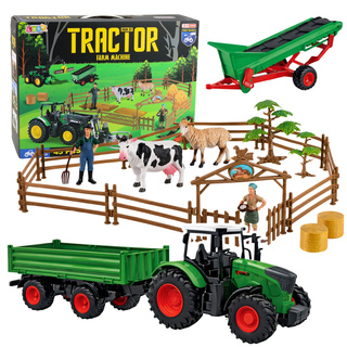 Zestaw Rolniczy Traktor z Przyczepą Zwierzęta Farmerzy Farma 45 el.