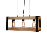 Lampa wisząca czarna metalowa + drewno 3xE27 Varna 33-79077