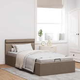 vidaXL Rama łóżka z podnośnikiem i LED, taupe, tkanina, 90 x 200 cm
