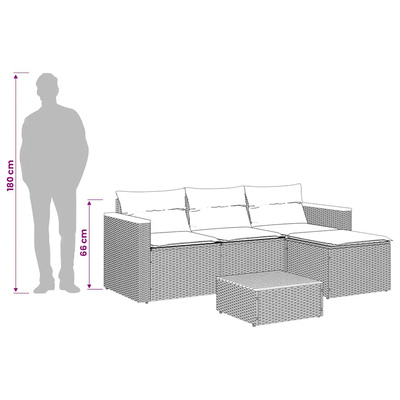 3-częściowa sofa do ogrodu, z poduszkami, szara, polirattanowa