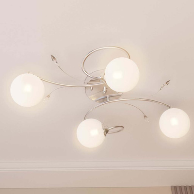 Lampa sufitowa, okrągłe szklane klosze, 4 żarówki LED, G9