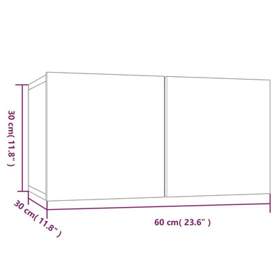 vidaXL Wisząca szafka pod TV, przydymiony dąb, 60x30x30 cm