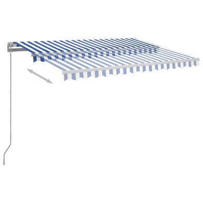 Ręcznie zwijana markiza z LED, 300 x 250 cm, niebiesko-biała vidaXL