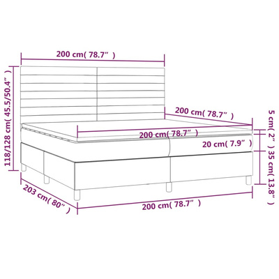 vidaXL Łóżko kontynentalne z materacem, niebieskie, aksamit, 200x200cm model standard