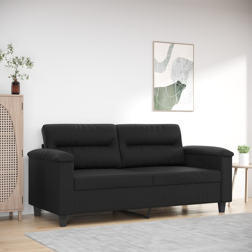 2-osobowa sofa, czarna, 140 cm, sztuczna skóra model standard