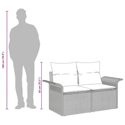 Sofa Ogrodowa z poduszką Brązowy 141 x 62 x 69cm polirattan