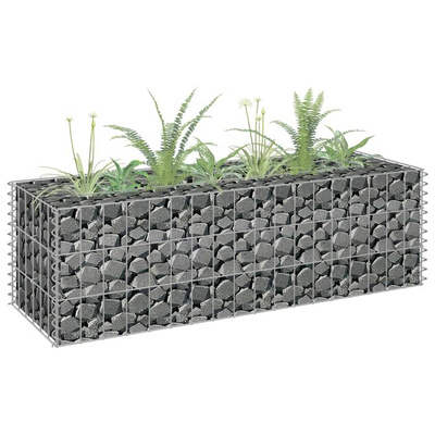 vidaXL Podwyższona donica gabionowa, galwanizowana stal, 90x30x30 cm