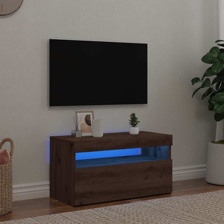 Szafka pod TV z oświetleniem LED, dąb artisan, 75x35x40 cm