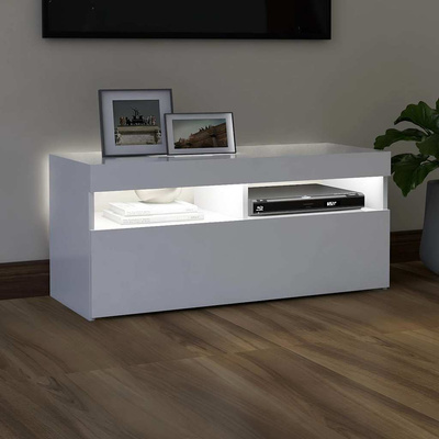 pod TV z oświetleniem LED, biała, 90x35x40 cm Szafka