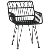 vidaXL Krzesła ogrodowe, 2 szt., czarne, 56x64x80 cm, rattan PE