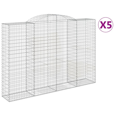 Kosze gabionowe, 5 szt, 300x50x200/220 cm, galwanizowane żelazo