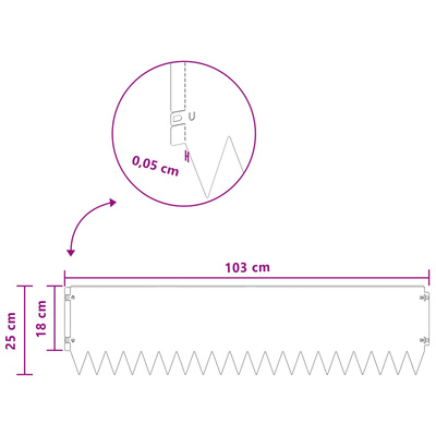 Krawężnik do trawnika 20 szt. 103 x 25 cm Stal srebrny
