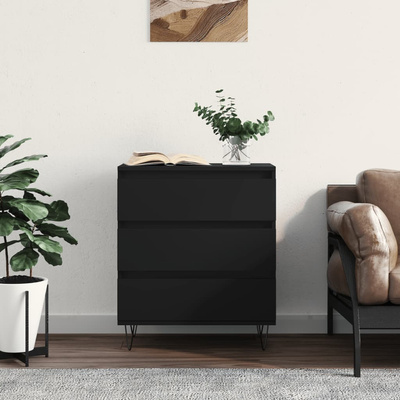 vidaXL Komoda, czarna, 60x35x70 cm, materiał drewnopochodny