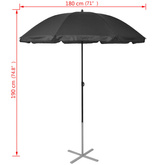 vidaXL Leżaki z parasolem, aluminiowe, czarne