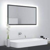 vidaXL Lustro łazienkowe LED, wysoki połysk, szare, 80x8,5x37cm, akryl