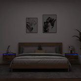 vidaXL Wiszące szafki nocne z LED, 2 szt., przydymiony dąb