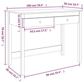 vidaXL Biurko z szufladami, szare, 100x50x78 cm, lite drewno sosnowe