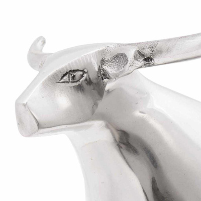 Rzeźba byka Srebrny 20 x 17 x 23 cm Aluminium