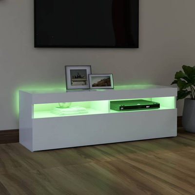 vidaXL Szafka pod TV z oświetleniem LED, biała, 120x35x40 cm