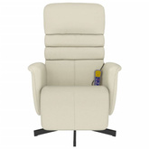 vidaXL Rozkładany fotel masujący z podnóżkiem, kremowy, sztuczna skóra
