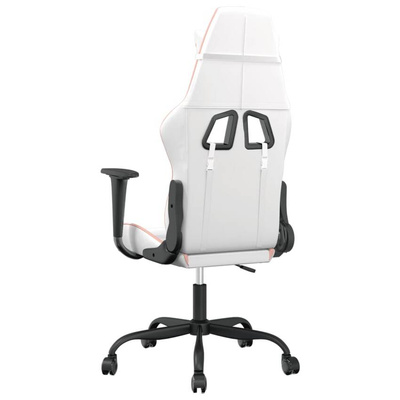 vidaXL Masujący fotel gamingowy, biało-różowy, sztuczna skóra model standard