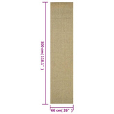 vidaXL Dywanik, naturalny sizal, 66x300 cm, zielony