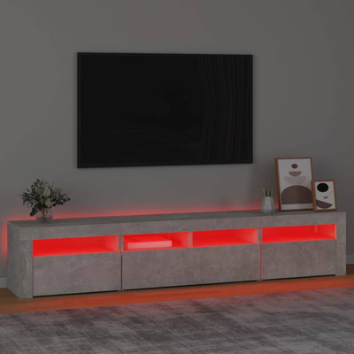 vidaXL Szafka pod TV z oświetleniem LED, szarość betonu, 210x35x40 cm