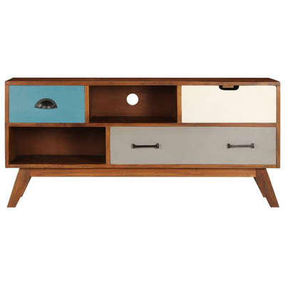 vidaXL Szafka pod TV z 3 szufladami, 110x35x50 cm, drewno akacjowe